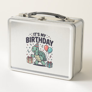 Birthday Turtle Party Vector Design_1 Metal Lunch Box