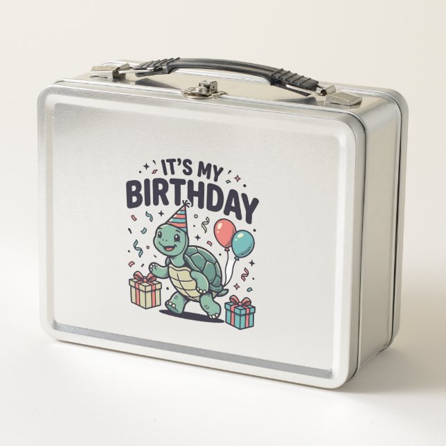 Birthday Turtle Party Vector Design_1 Metal Lunch Box (Front)