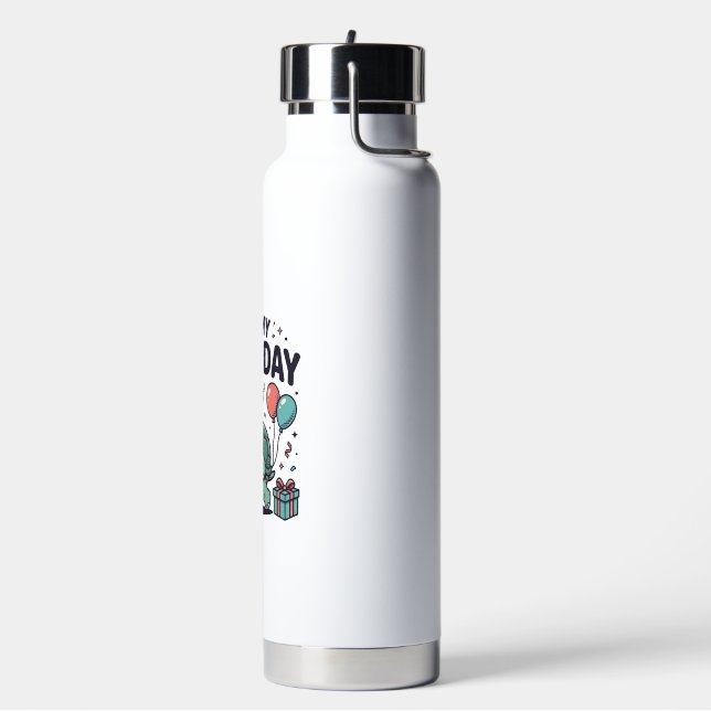 Birthday Turtle Party Vector Design_1 Water Bottle (Left)
