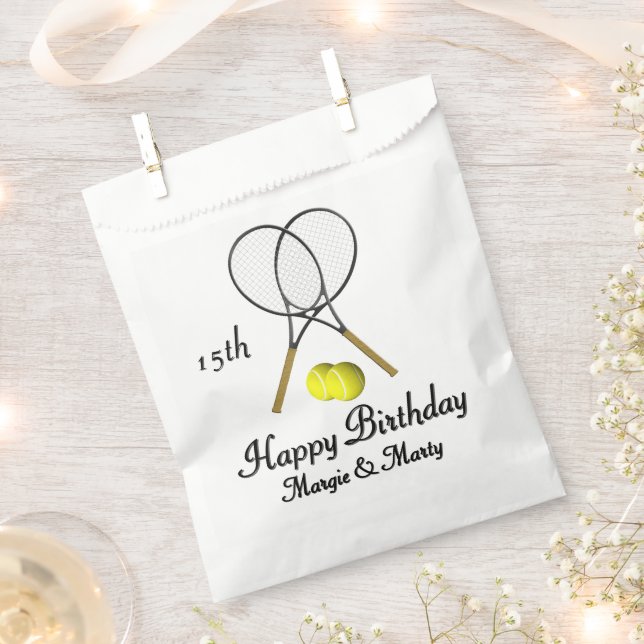 Birthday Twins Tennis Sports Congratulations Favour Bag (Clipped)