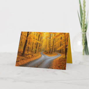 Birthday Two Roads In an Autumn Woods Card
