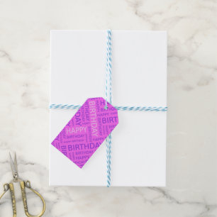 Birthday typography custom text pink gift tags