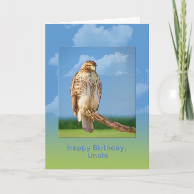 Birthday, Uncle, Rough Legged Hawk Bird Card (Front)