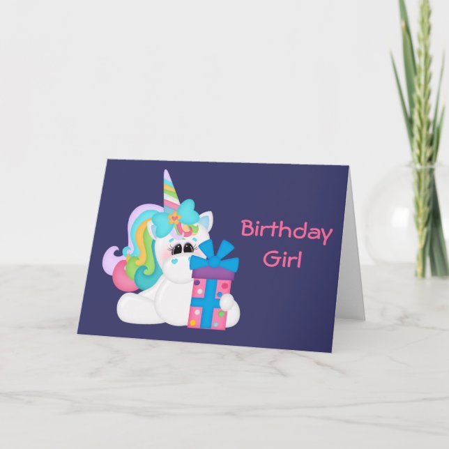 Birthday Unicorn (customizable) Card (Front)