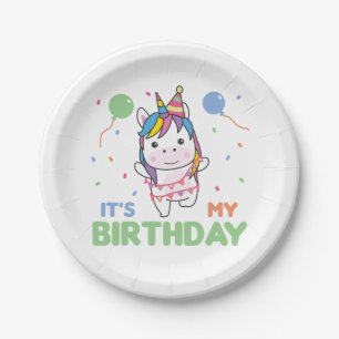 Birthday Unicorn For Kids It's My Birthday Paper Plate