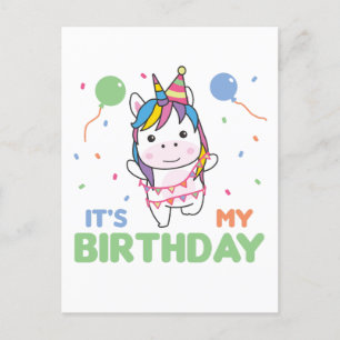 Birthday Unicorn For Kids It's My Birthday Postcard