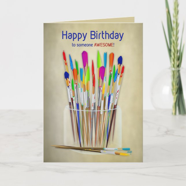 Birthday Unique Creative Person Artist Brushes Card (Front)