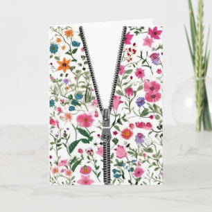 Birthday Unzipped Zipper on Wildflower Pattern Card