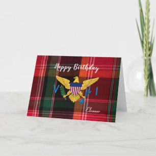 Birthday US Virgin Islands Flag Madras Custom Card