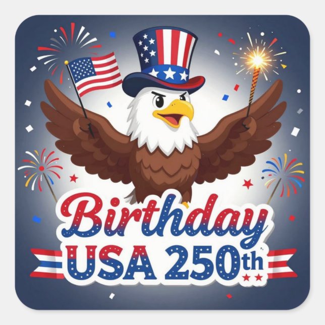 Birthday USA Square Sticker (Front)