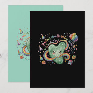 Birthday Vibes Cute Heart Rainbow Invitation
