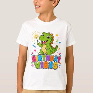 Birthday Vibes Cute T-Rex Kids Party T-Shirt