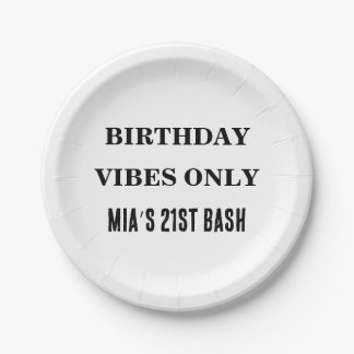 Birthday Vibes Only Plates Custom Name & Age Desig