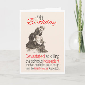 Birthday, Victorian Humour, Killing School Plant, Card
