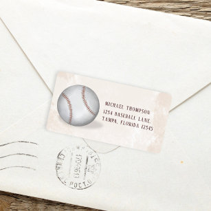 Birthday Vintage Baseball All Star Return Address Label