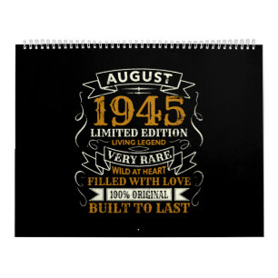 Birthday Vintage Born August 1945 Calendar