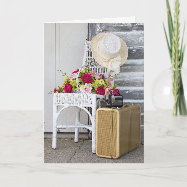 birthday-vintage camera on suitcase card (Front)