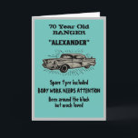 Birthday Vintage Car Create My Own Funny Blue Card<br><div class="desc">Make that Birthday special with this funny card. The humour used is something we can all relate to. Easily customise the text of this birthday card using the template provided.</div>