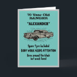 Birthday Vintage Car Create My Own Funny Blue Card<br><div class="desc">Make that Birthday special with this funny card. The humour used is something we can all relate to. Easily customise the text of this birthday card using the template provided.</div>