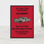 Birthday Vintage Car Create My Own Funny Red Card<br><div class="desc">Make that Birthday special with this funny card. The humour used is something we can all relate to. Easily customise the text of this birthday card using the template provided.</div>