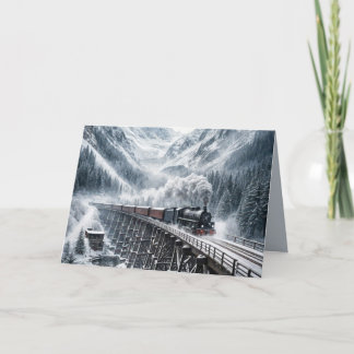 Birthday Vintage Train On a Mountain Trestle Card