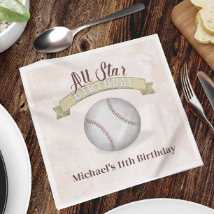 Birthday Vintage Whimsical Baseball All Star Party Napkin