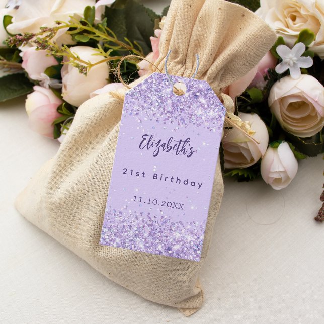 Birthday violet confetti stylish gift tags (Creator Uploaded)