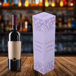 Birthday violet glitter elegant party wine box<br><div class="desc">A trendy violet background. Decorated with faux glitter.  Personalise and add a name,  age and the date.</div>