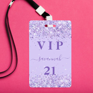 Birthday violet lavender vip invitation ID badge