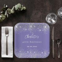 Birthday violet silver glitter sparkles