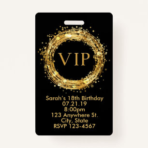 Birthday VIP Pass Badge Invitation ID Badge