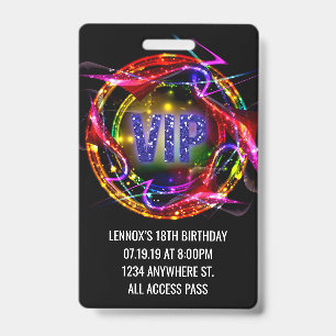 Birthday VIP Pass Badge Invitation ID Badge