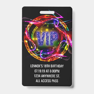 Birthday VIP Pass Badge Invitation ID Badge