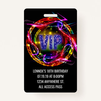 Birthday VIP Pass Badge Invitation ID Badge