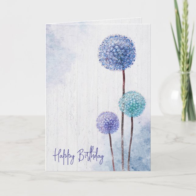 Birthday Watercolor Dandelions  Card (Front)