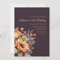 Birthday-Watercolor Fall Flowers-Purple-