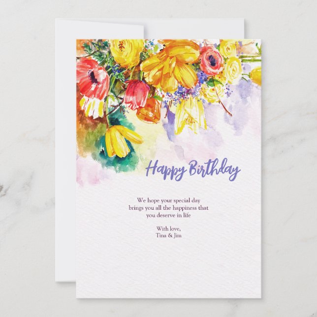 Birthday Watercolor Greeting Card (Front)