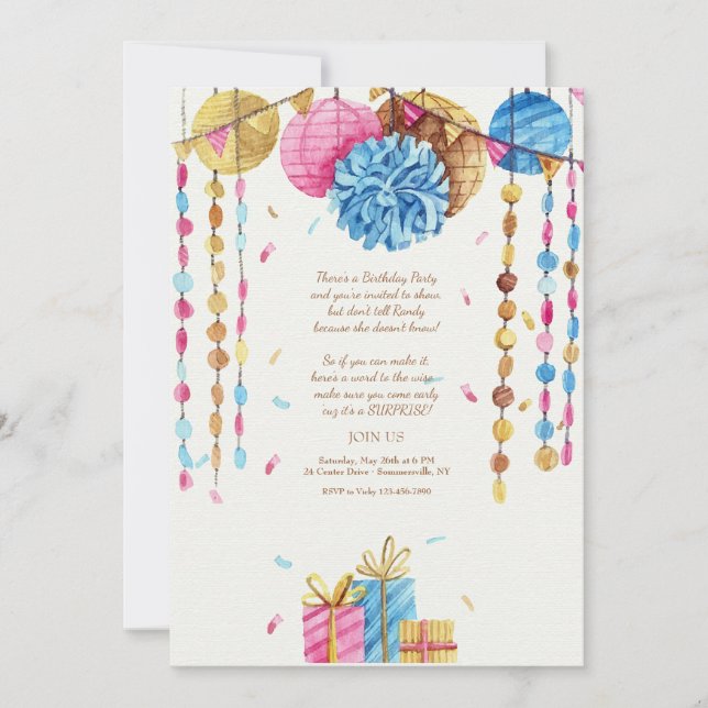 Birthday Watercolor Invitation (Front)