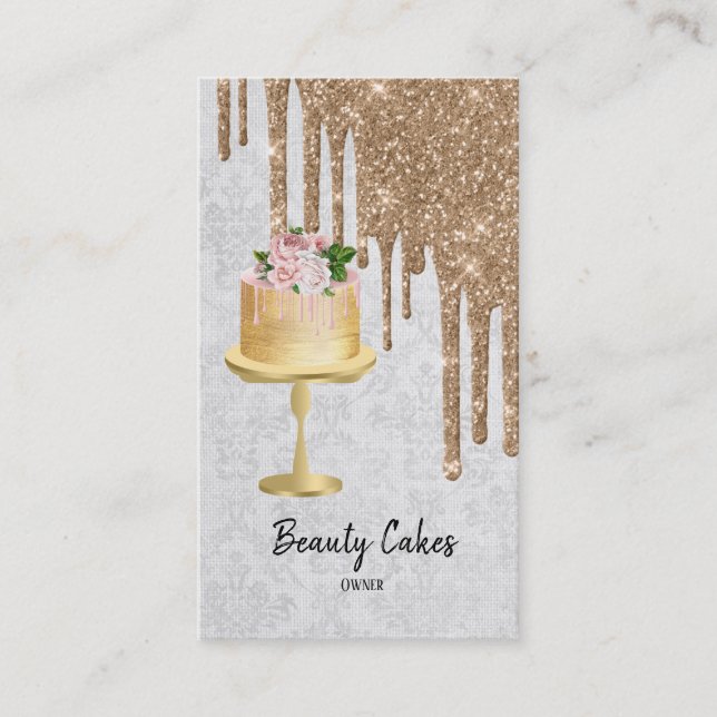 Birthday Wedding Cake Planner Drips Business Card (Front)