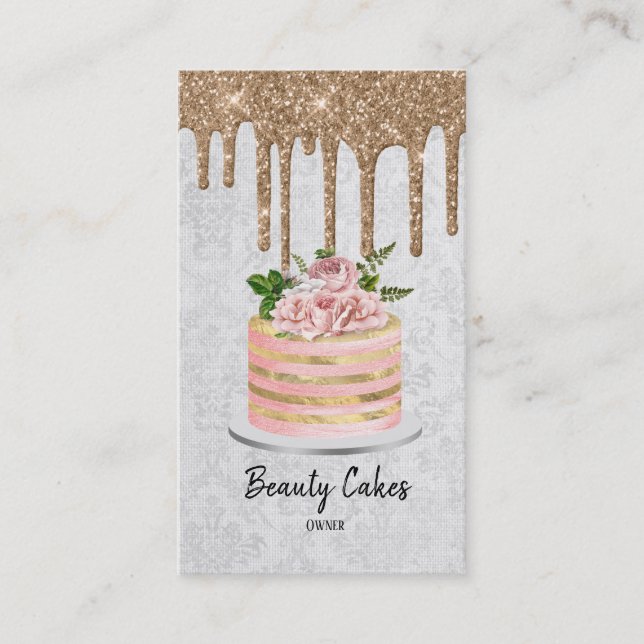 Birthday Wedding Cake Planner Drips Business Card (Front)