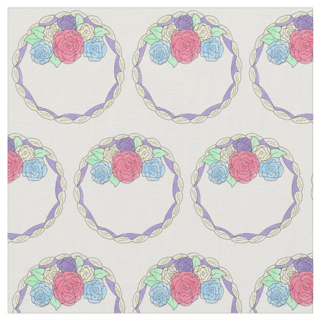 Birthday Wedding Celebration Cake Frosting Roses Fabric (Close Up)