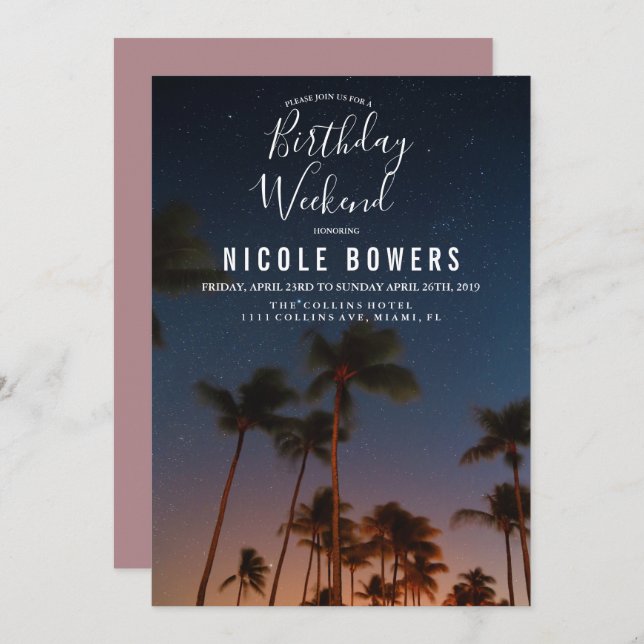 Birthday Weekend Tropical Invitation (Front/Back)