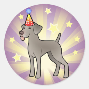 Birthday Weimaraner Classic Round Sticker