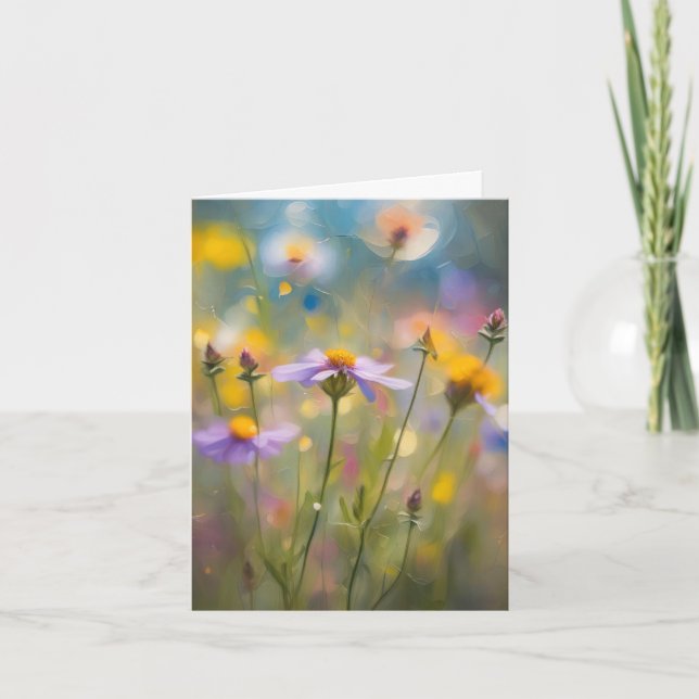 Birthday Whimsy Wildflowers Note Card (Front)