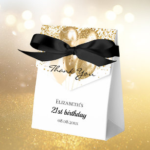 Birthday white gold glitter balloons thank you favour box