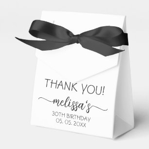 Birthday White Monogram Name Script Thank You Favour Box