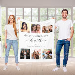 Birthday white photo collage friends fleece blanket<br><div class="desc">A gift from friends for a woman's 21st birthday, celebrating her life with a collage of 6 of your high quality photos of her, her friends, family, interest or pets. Personalise and add her name, age 21 and your names. Black text. A chic, classic elegant white background colour. Her name...</div>