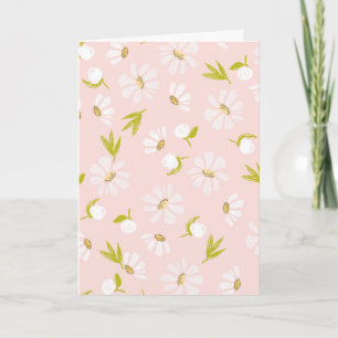 Birthday White Watercolor Daisies  Card