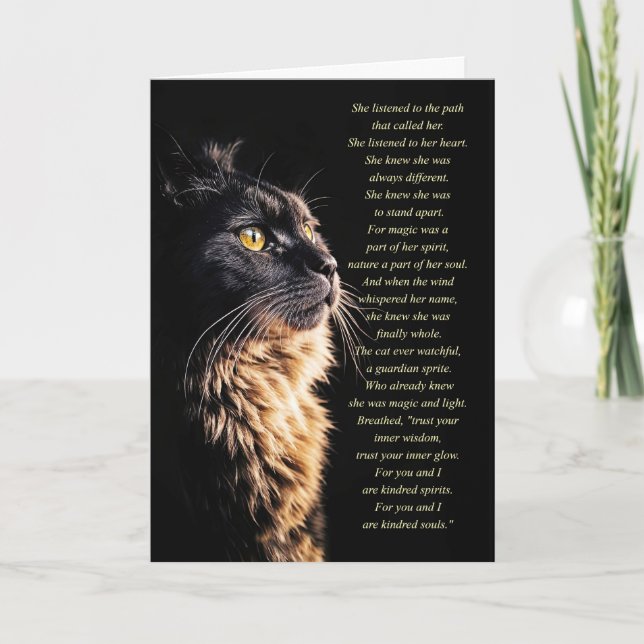 Birthday Wicca Inspired Black Cat Spiritual Card (Front)