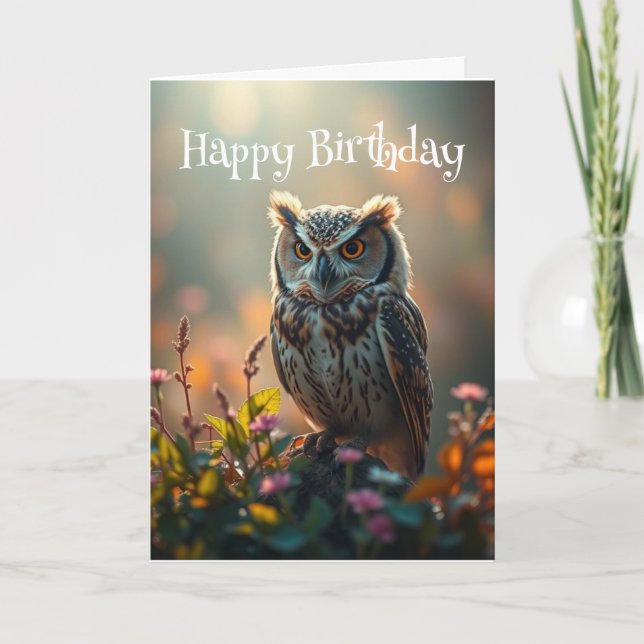 Birthday Wildlife Owl Bird Nature  Card (Front)
